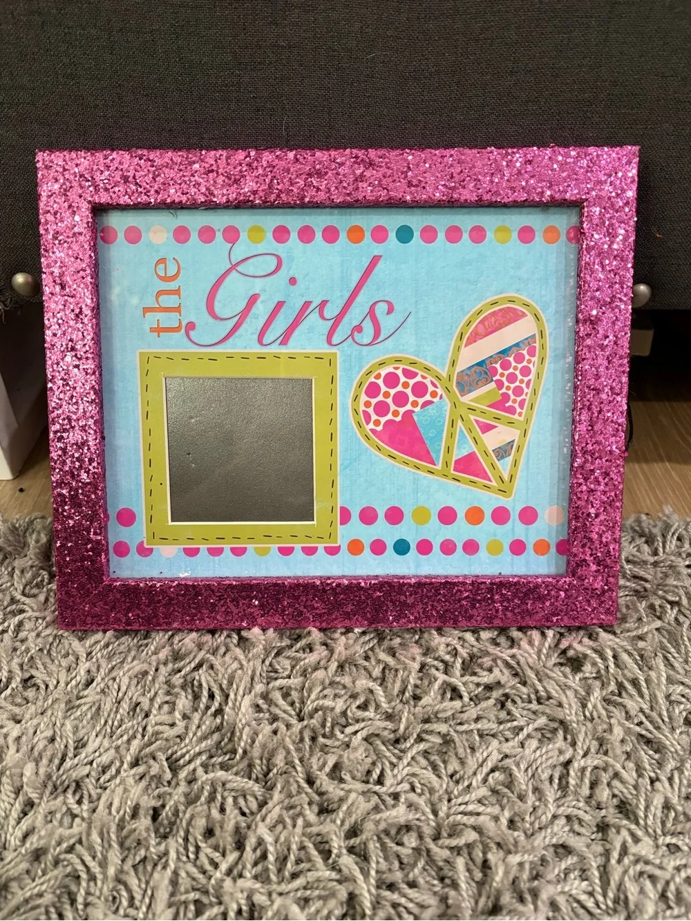 Girls Sparkle Pink Glitter Picture Frame Wall Decor